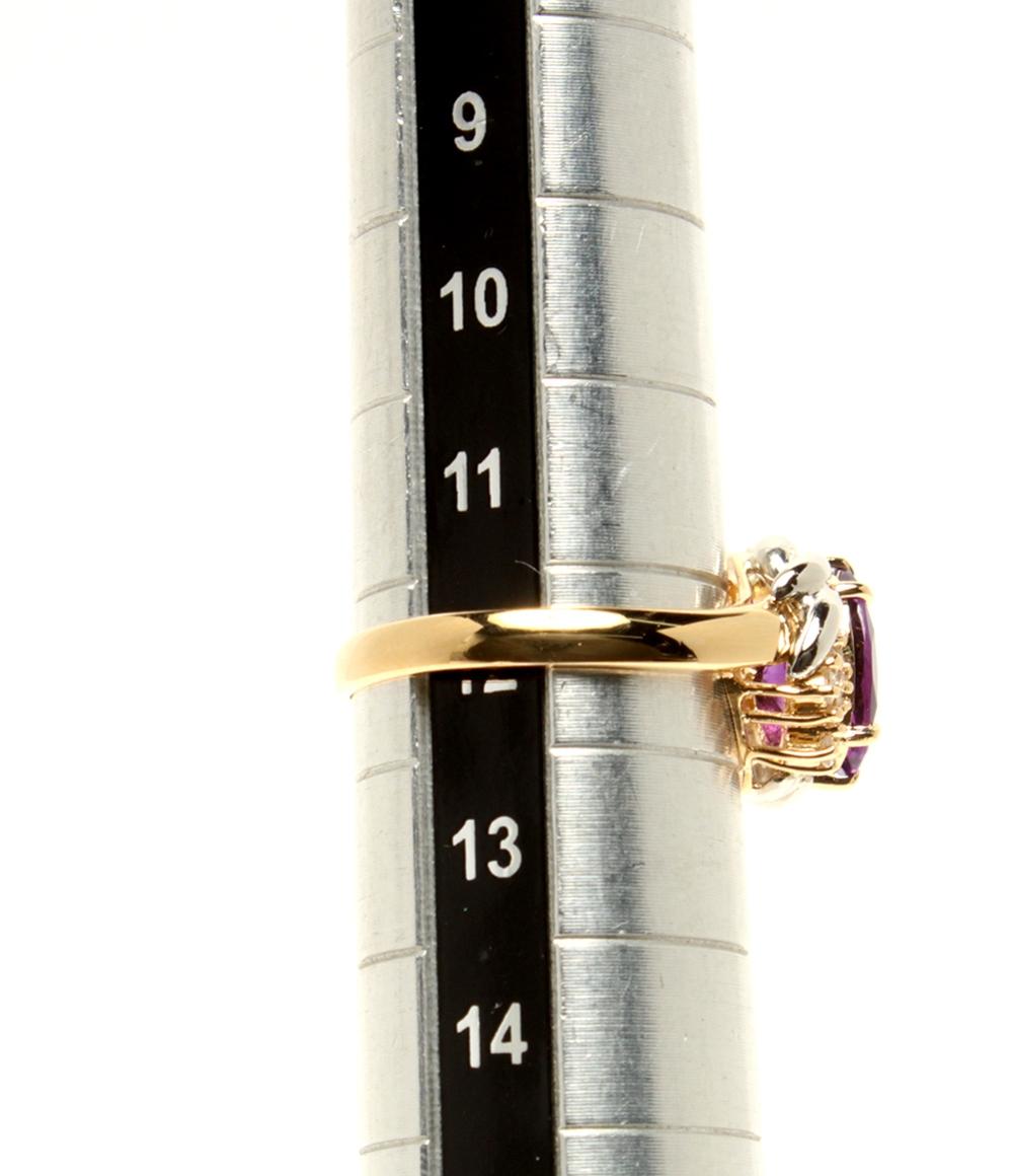 美品 リング 指輪 K18 Pt850 アメジスト 1.48ct ダイヤ 0.20ct レディース