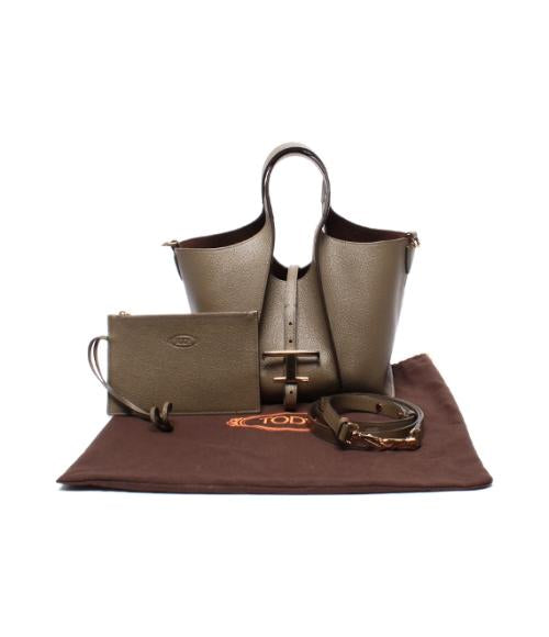 美品 TOD’S ハンドバッグ ショルダーバッグ Tタイムレス レザー ショッピングバッグ ミニ レディース トッズ