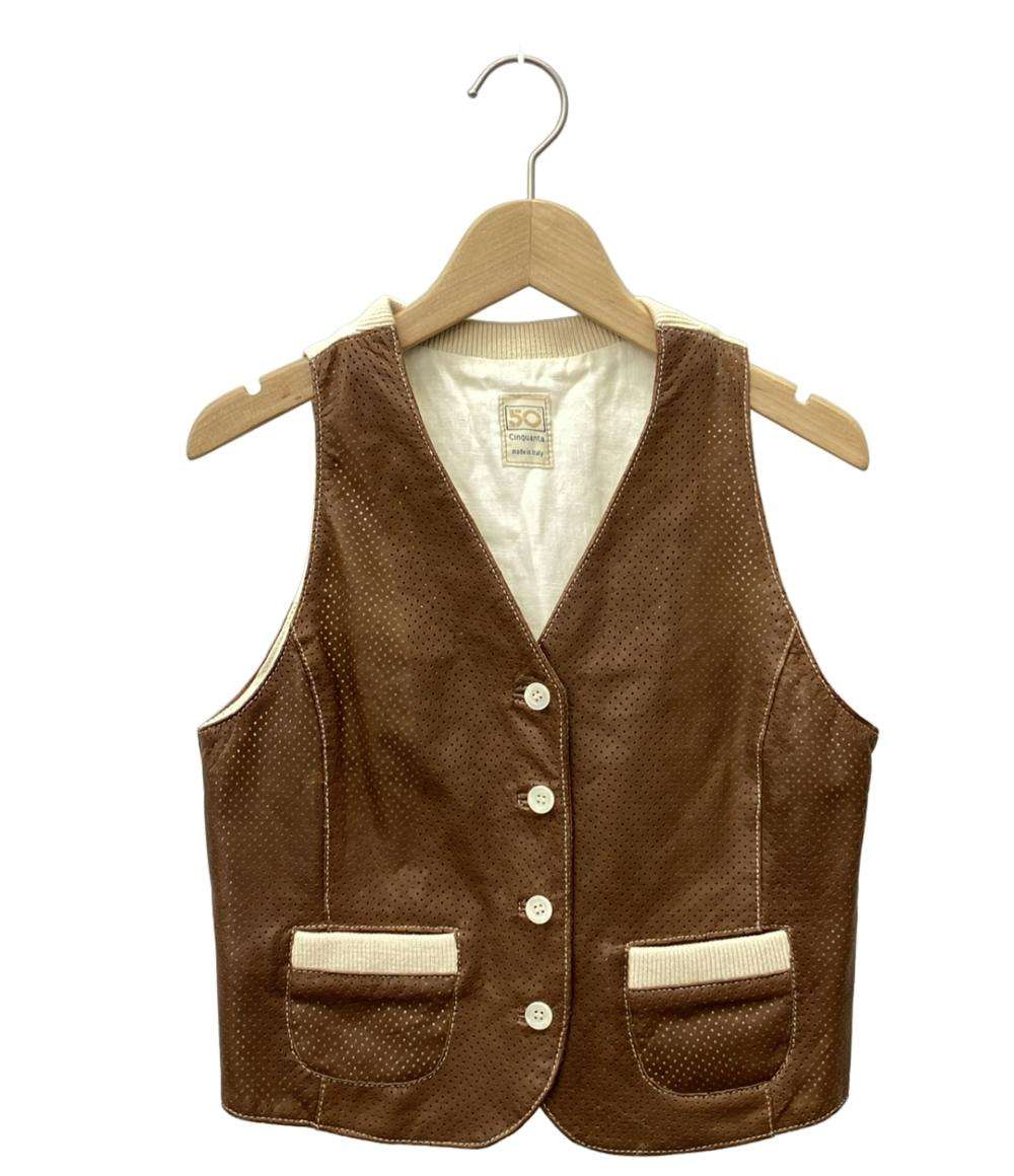 チンクアンタ レザーベスト レディース SIZE 38 (S) CINQUANTA