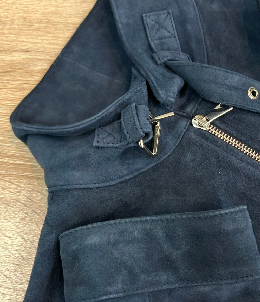 LEDELLI ライダースジャケット ラムスエード ネイビーブルー ダブルジップ メンズ SIZE 50 (XL) レデッリ