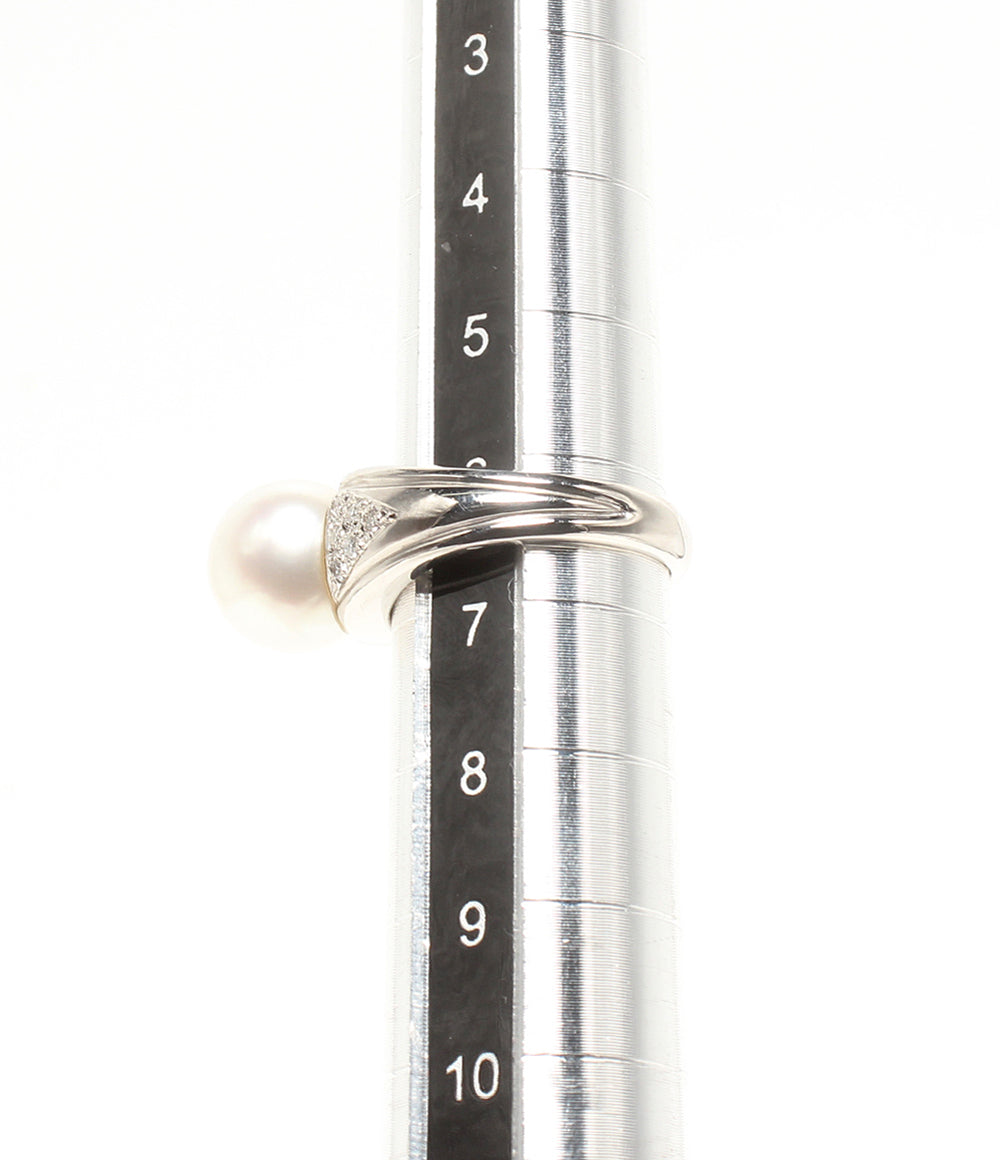 リング 指輪 Pt900 パール 9.4mm ダイヤ 0.12ct レディース SIZE 6号