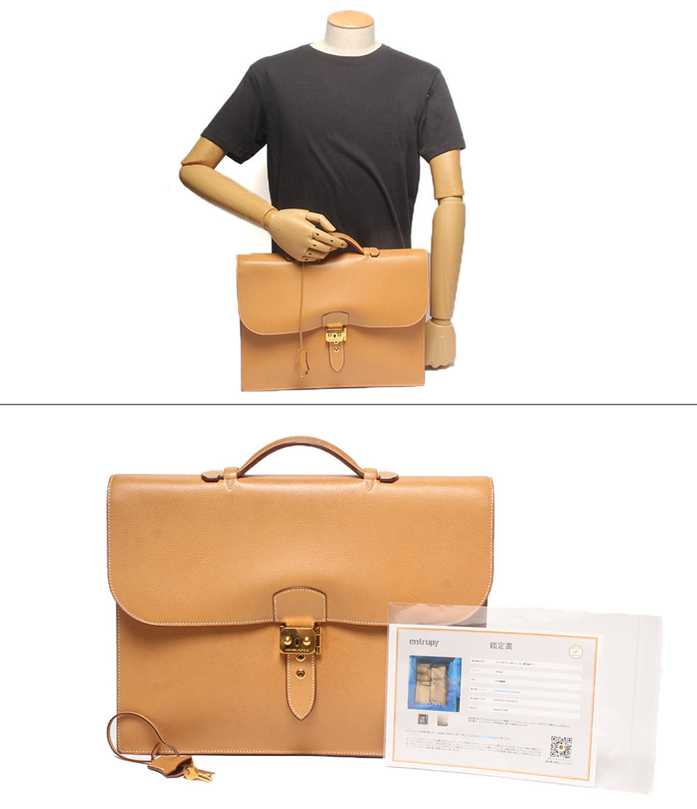 HERMES ビジネスバッグ ブリーフケース ▢H刻印 ゴールド金具 サック ア デペッシュ メンズ エルメス