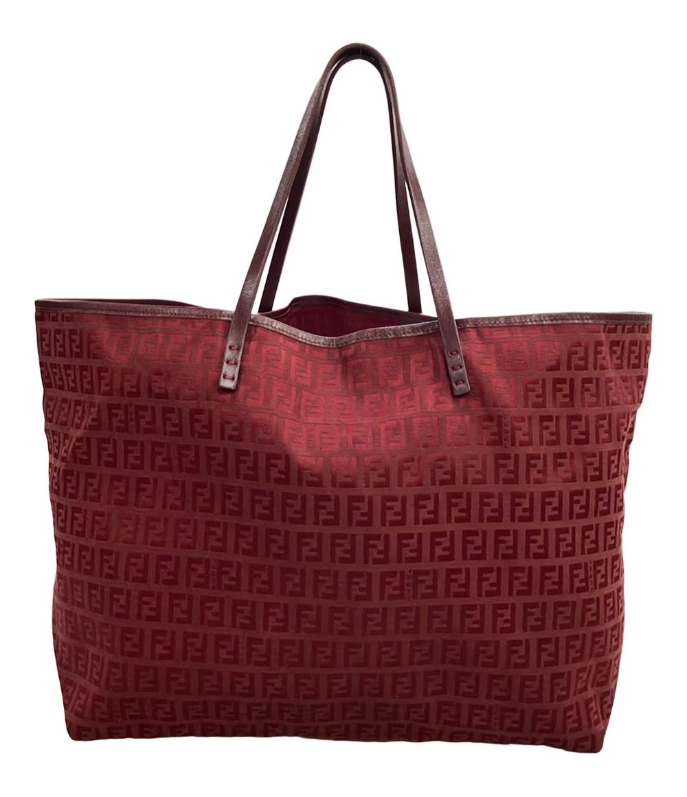 FENDI キャナイエフ ズッカ ハンドバッグ レザー レッド FENDI キャナイエフ ズッカ ハンドバッグ レザー レッド フェンディ