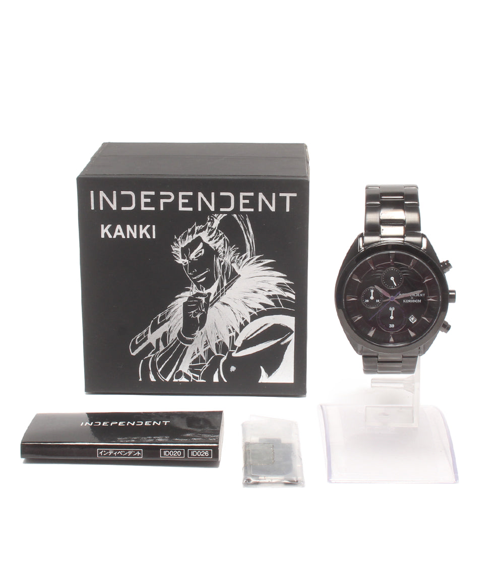美品 INDEPENDENT 腕時計 桓騎モデル キングダムコラボ クオーツ ブラック J515-004200-03 メンズ インディペンデント