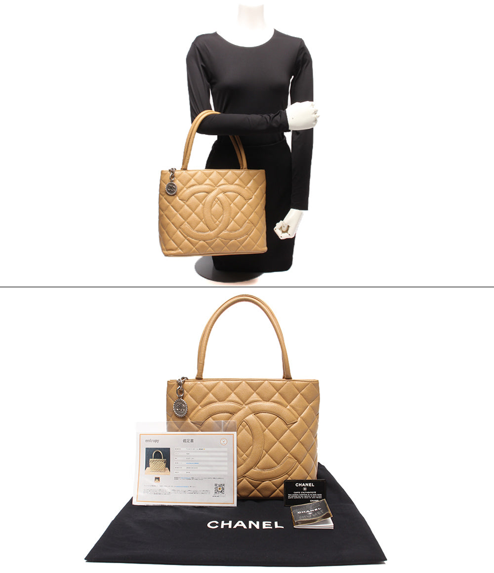 CHANEL トートバッグ シルバー金具 キャビアスキン 復刻トート メダリオン マトラッセ A01804 レディース シャネル