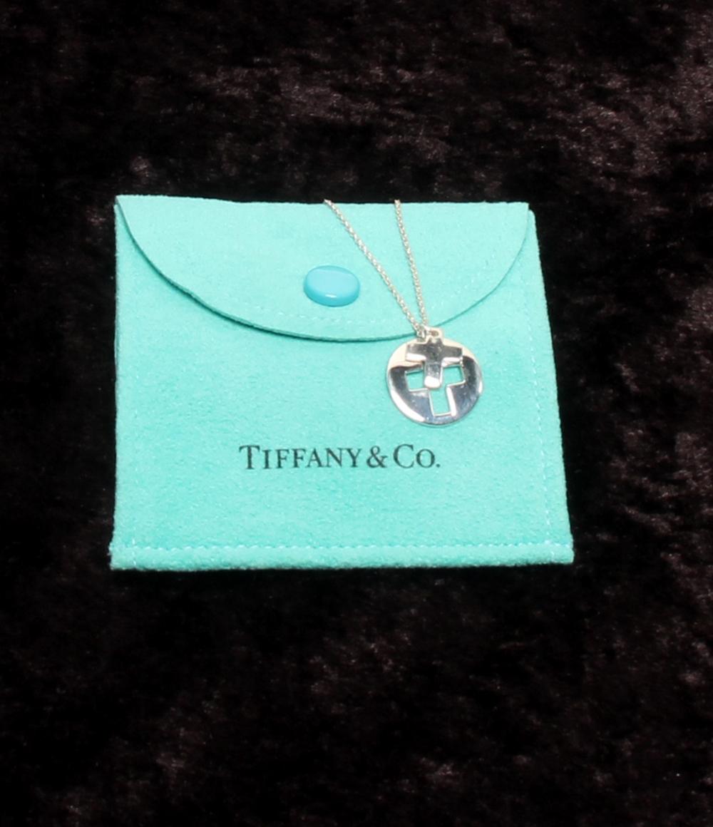 美品 ティファニー ネックレス SV925 ラウンド クロス レディース TIFFANY&Co.