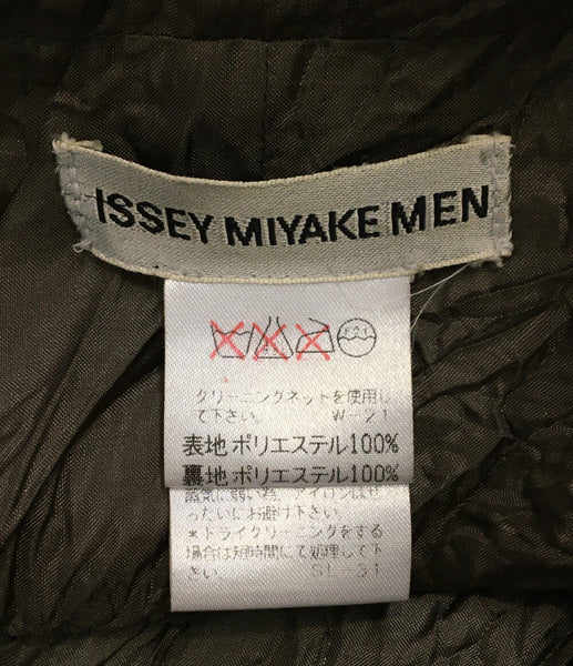 イッセイミヤケ メン ジャケット カーキ プリーツシャツ しわ加工 ME63
