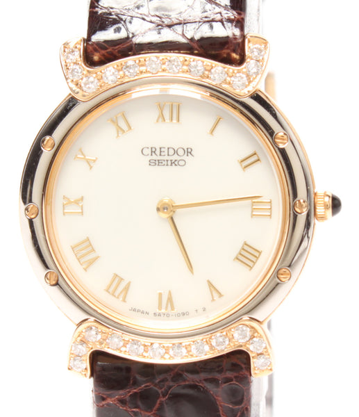 【安い通販】SEIKO セイコー クレドール 腕時計 クォーツ シェル K18 SS ゴールド シルバー レディース 丸型 腕時計 クレドール
