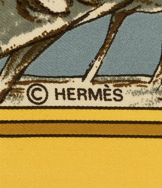 【限定価格】HERMES エルメス スカーフ カレ90 CHASSE au BOIS 森の狩猟 動物 大判 ファッションアイテム シルク    ブルー 青 マルチカラー レディース 定番【品】
