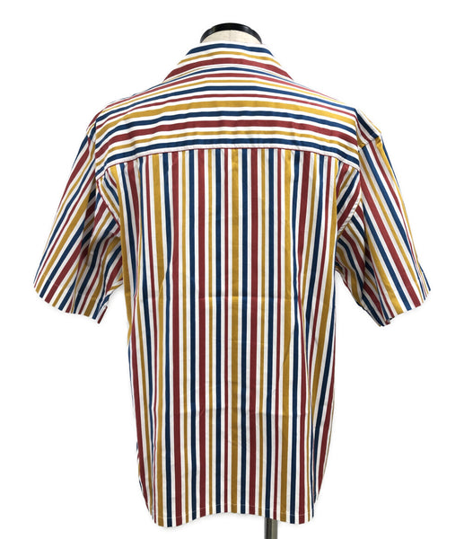 マルニ　ストライプ　ロゴ刺繍　オープンカラーシャツ　開襟　メンズ　コットン　44