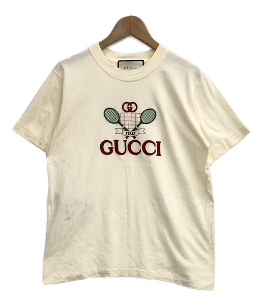 グッチ フローラルプリントTシャツ カットソー 半袖 テニスラケット刺繍
