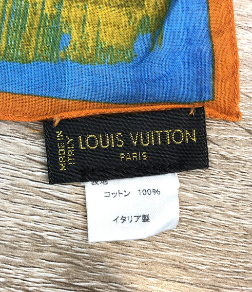 ルイヴィトン 美品 スカーフ コットン100％ モノグラムパルプ ジョーヌ