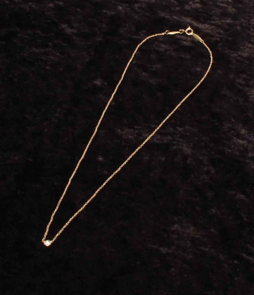 美品 ティファニー ネックレス K18 バイザヤード 1Pダイヤ レディース TIFFANY&Co.