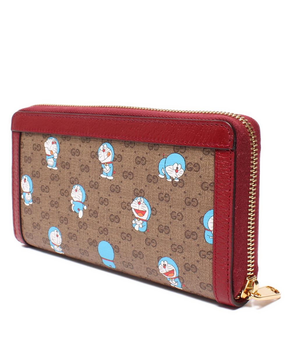 GUCCI グッチ ジップアラウンドウォレット 藤子不二雄 ドラえもん 牛 うし 丑年 ブラウン レッド ロングウォレット マチ付き 札入れ カードケース ロングジップウォレット ラウンドファスナー ミニ GGスプリーム 長財布 654540 GUCCI - GUCCI グッチ ジップアラウンドウォレット 藤子不二雄