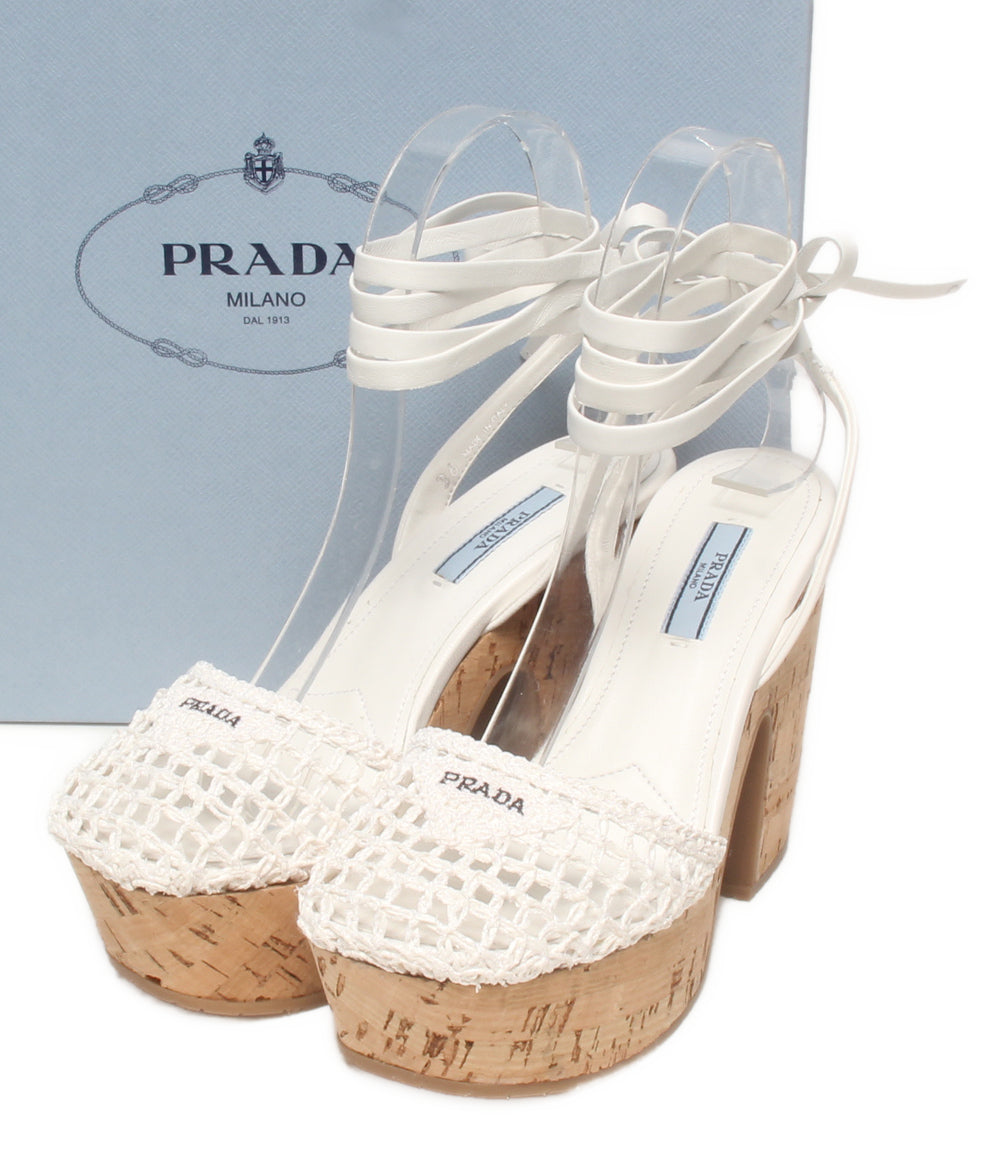 美品 PRADA サンダル ラフィア クロシェ レディース SIZE 36 (23cm) プラダ