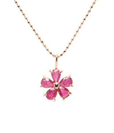 美品 ネックレス K10 ルビー フラワーモチーフ レディース