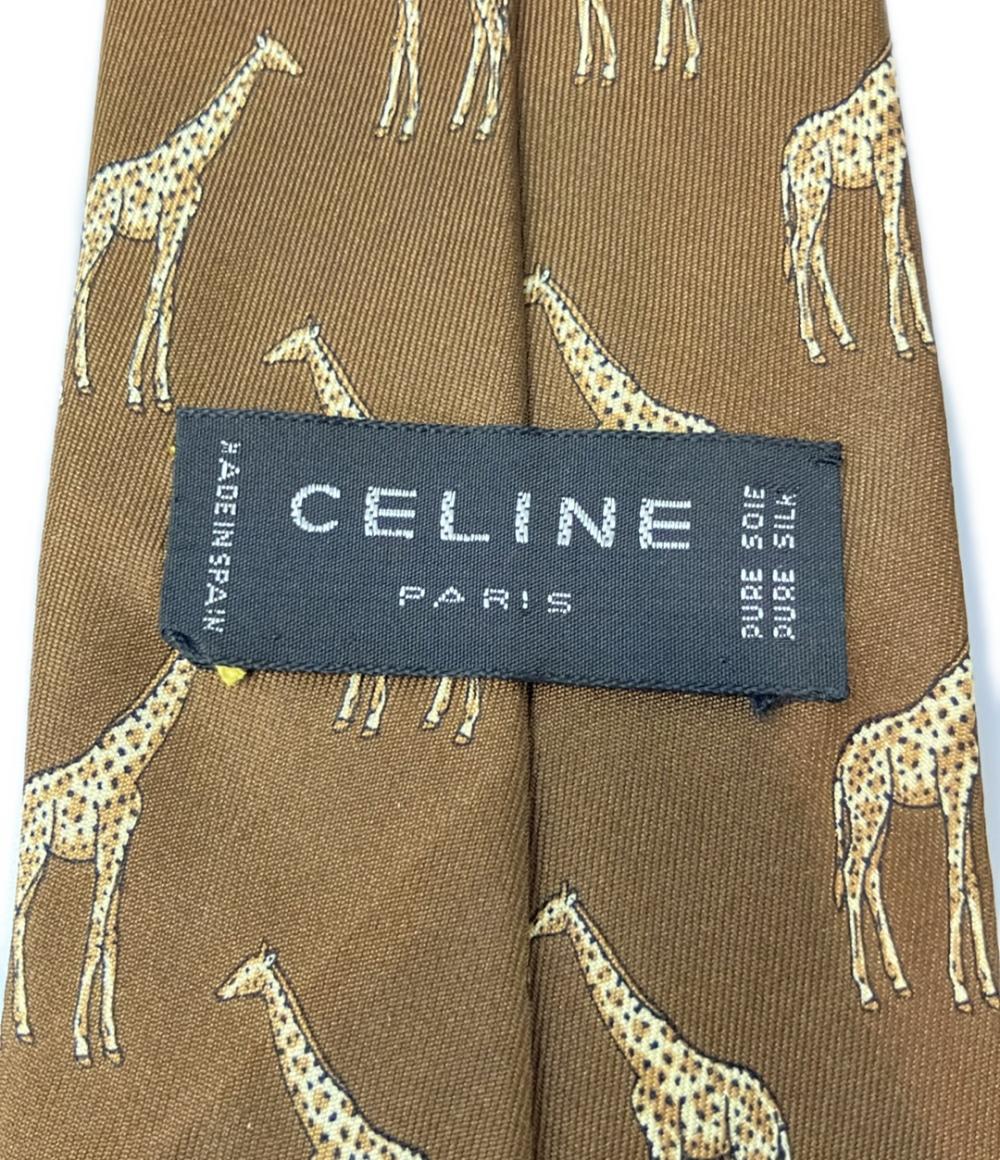 美品 セリーヌ ネクタイ シルク100% キリン柄 メンズ CELINE