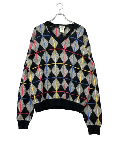 VERSACE 長袖セーター アーガイルチェック Vネック メンズ SIZE 50 (L) ヴェルサーチ