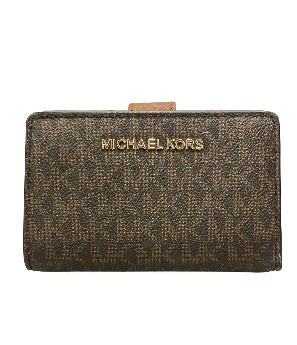 ★ 新品 MICHAEL KORS 折り財布 花柄 二つ折り財布 新品 MICHAEL KORS 折り財布 花柄 ブラウン 二つ折り財布｜Yahoo