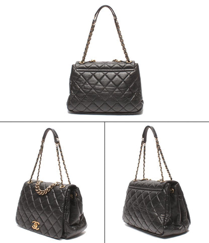 CHANEL 2WAYチェーンハンドバッグ ショルダーバッグ 肩掛け ゴールド金具 パリボンベイ マトラッセ ダブルチェーン シングルフラップ レディース