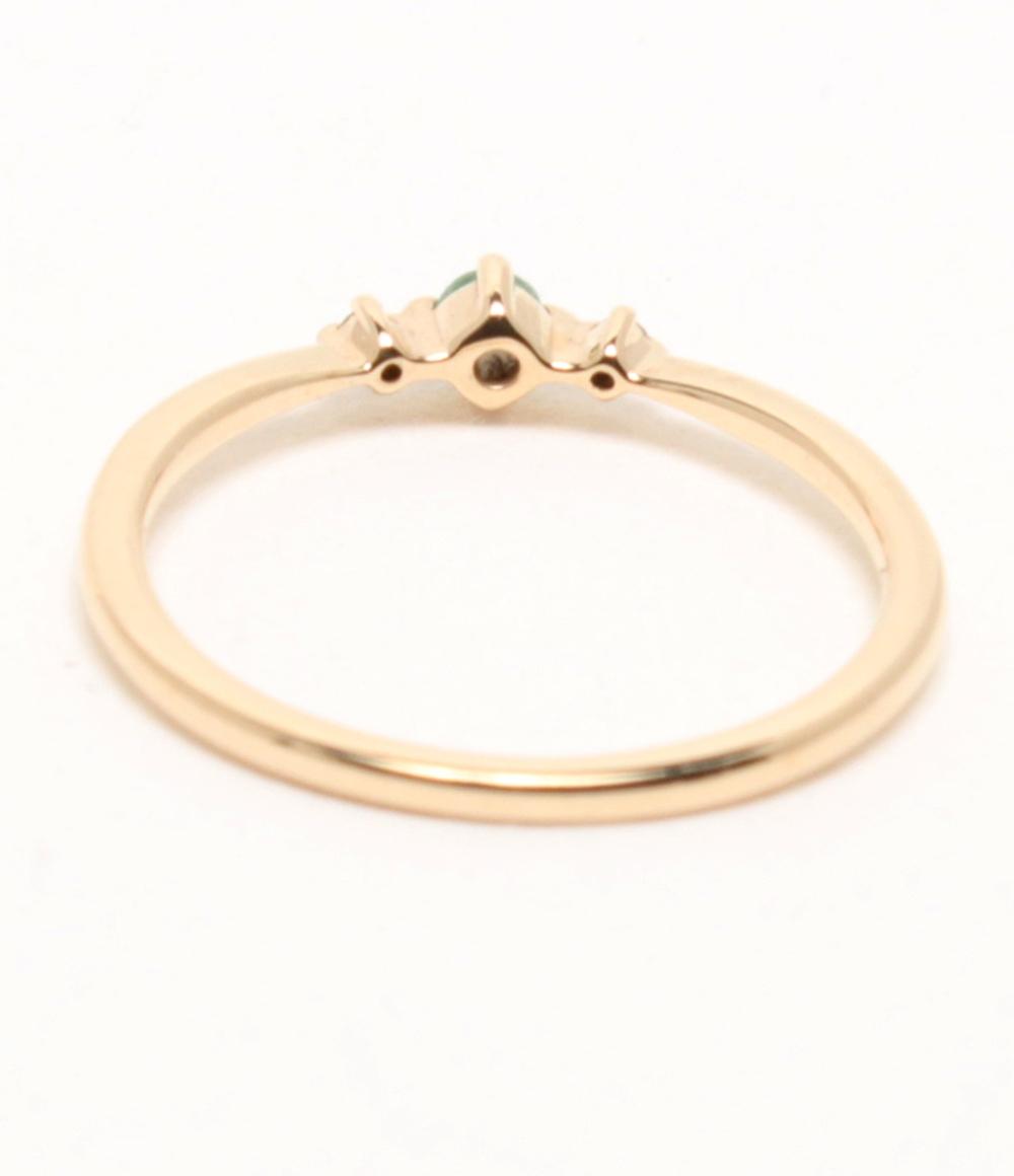 美品 VENDOME AOYAMA ピンキーリング 指輪 K10 エメラルド ダイヤ レディース SIZE 1号 ヴァンドームアオヤマ