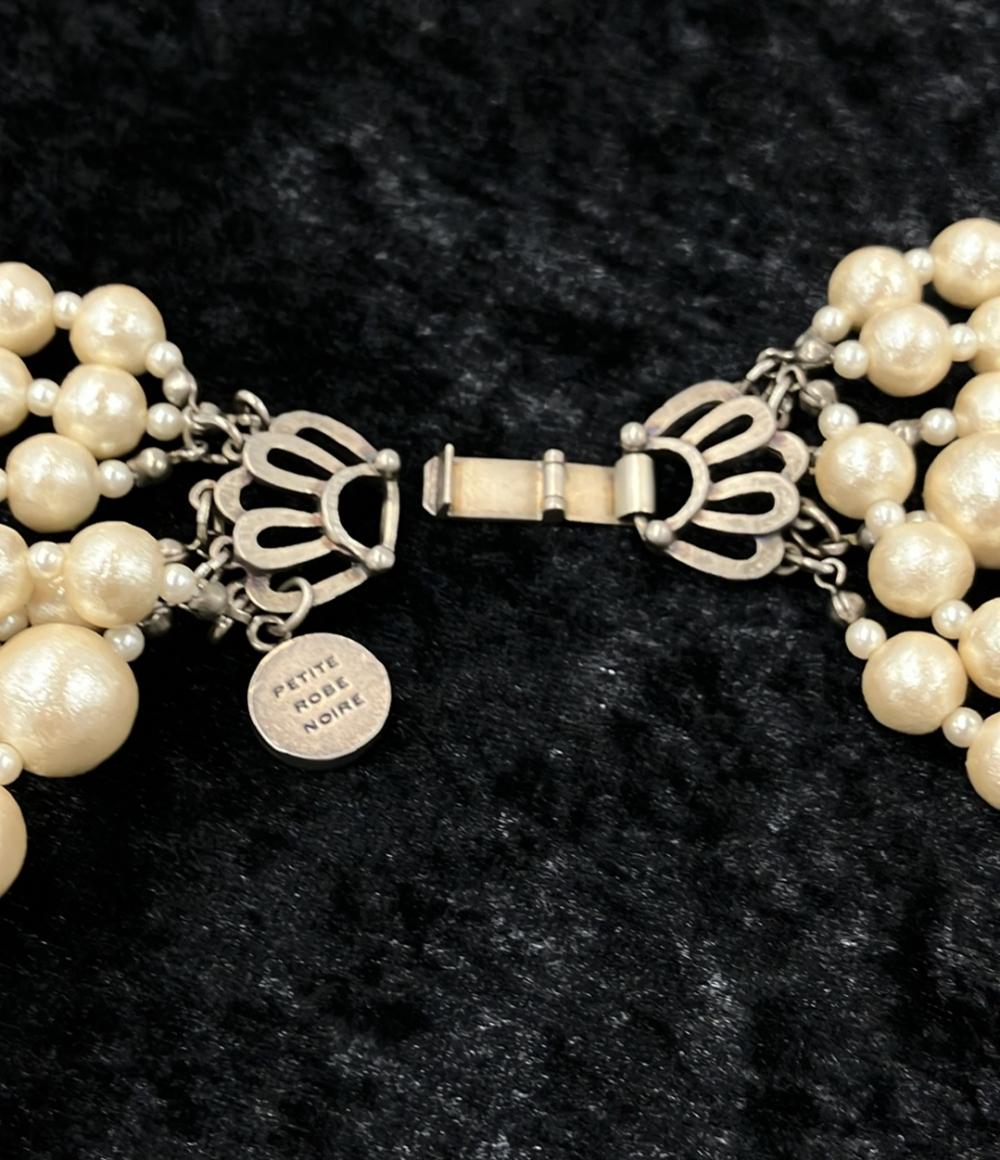 プティローブノアー 6連ネックレス イヤリング コットンパール 2点セット レディース petite robe noire