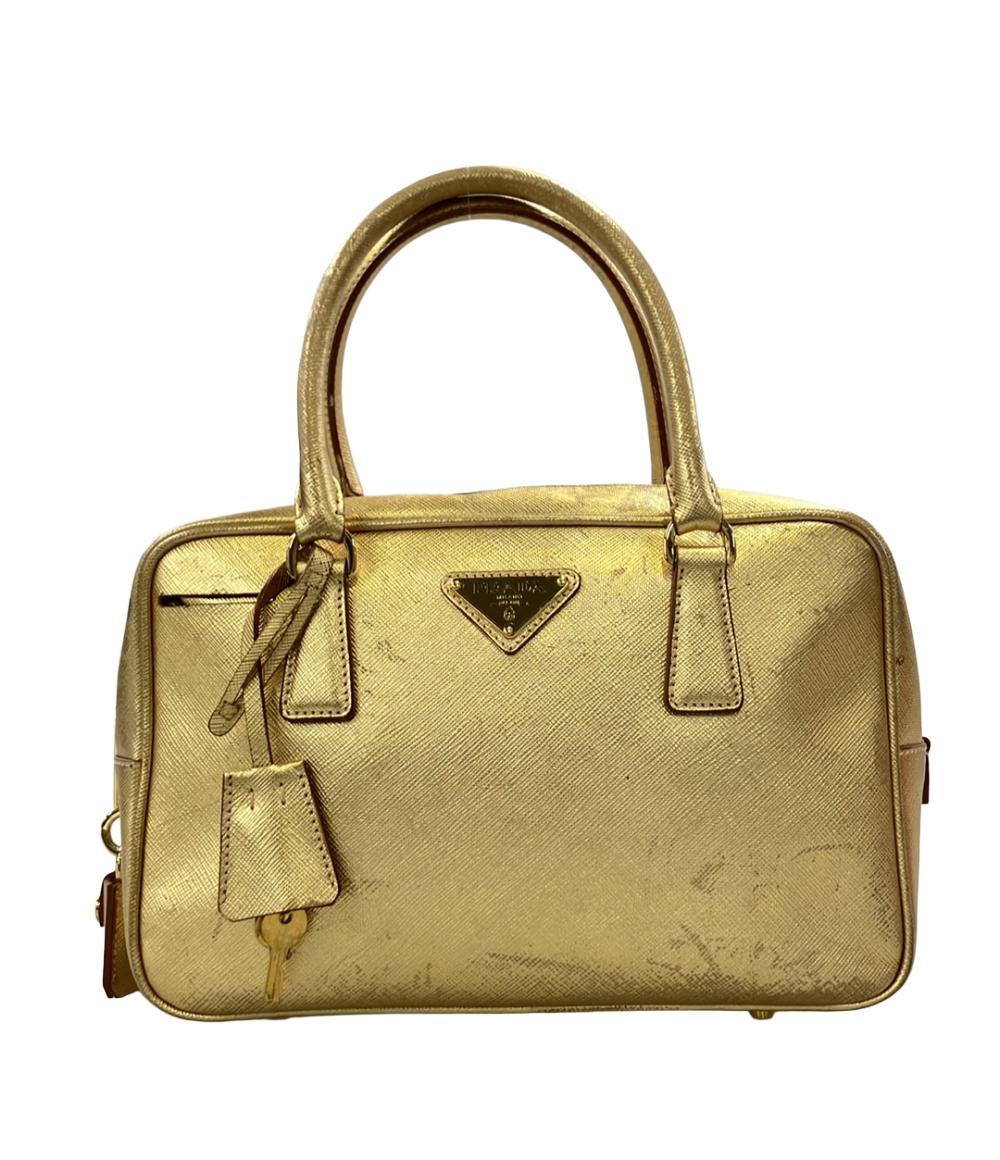 PRADA ハンドバッグBN1113中古美品ブロンズ 訳あり PRADA ハンドバッグ ミニボストンバッグ サフィアーノ BN1113