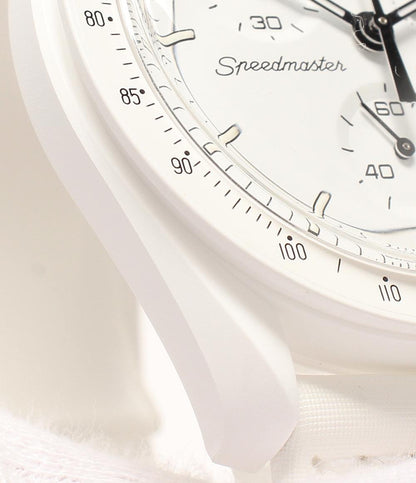 美品 腕時計 OMEGA × SWATCH x Snoopy MOONSWATCH MISSION TO THE MOONPHASE クオーツ ホワイト ユニセックス オメガ スウォッチ