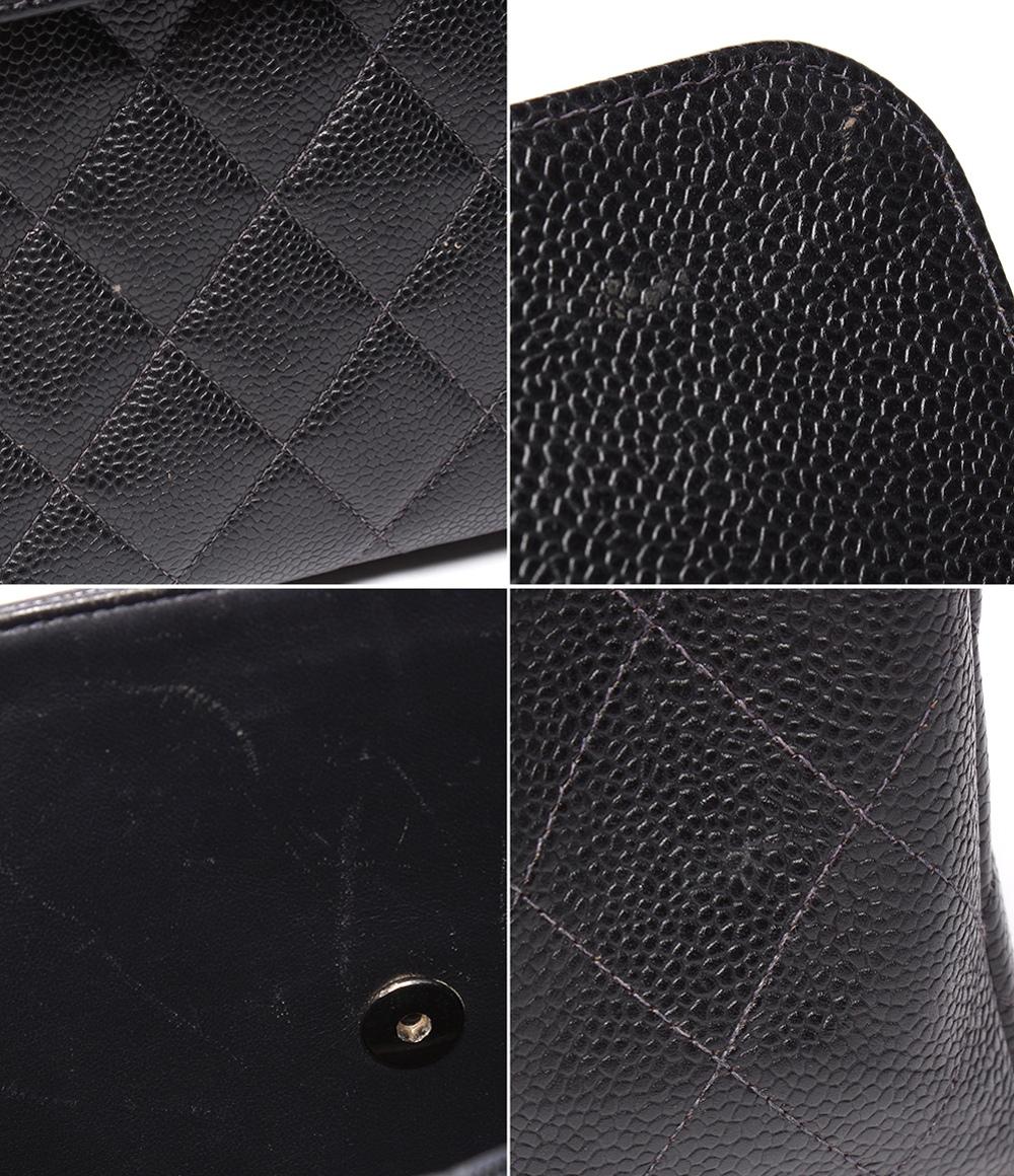 シャネル ショルダーバッグ シングルフラップ ダブルチェーン シルバー金具 キャビアスキン デカマトラッセ 30 レディース CHANEL