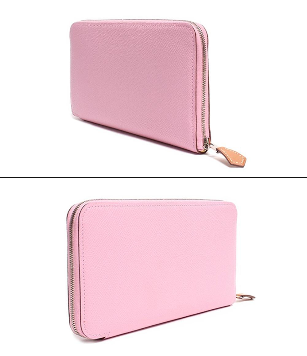 美品 エルメス ラウンドジップ長財布 D刻印 シルバー金具 アザップシルクイン 赤道直下 ヴォーエプソン モーヴシルベストル レディース HERMES