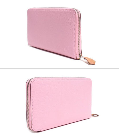 美品 エルメス ラウンドジップ長財布 D刻印 シルバー金具 アザップシルクイン 赤道直下 ヴォーエプソン モーヴシルベストル レディース HERMES