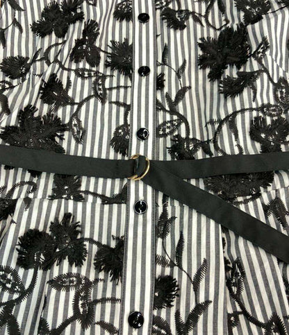 ANAYI ノースリーブ ストライプフラワー刺繍ワンピース レディース SIZE 38 アナイ