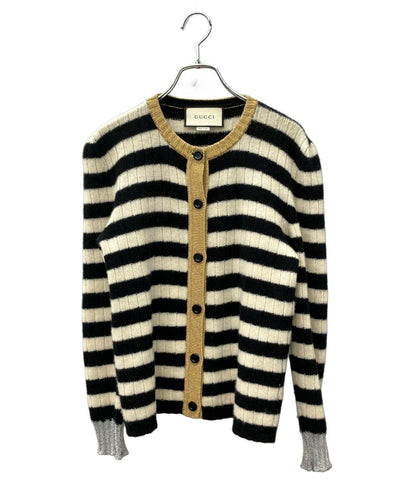 GUCCI 長袖ニットカーディガン ストライプ ゴールド レディース SIZE S グッチ