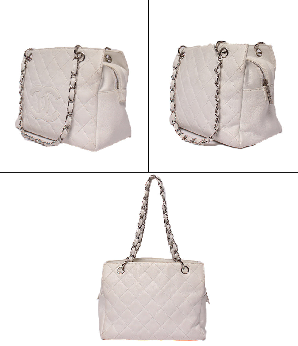 CHANEL チェーンショルダーバッグ ハンドバッグ キャビアスキン シルバー金具 肩掛け マトラッセ レディース