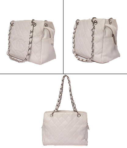 CHANEL チェーンショルダーバッグ ハンドバッグ キャビアスキン シルバー金具 肩掛け マトラッセ レディース