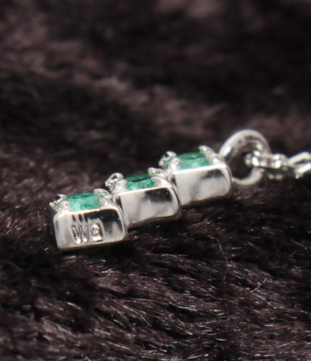 美品 ネックレス K10WG K10 エメラルド レディース