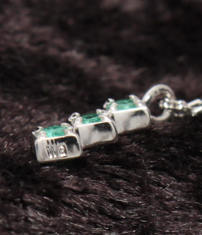 美品 ネックレス K10WG K10 エメラルド レディース