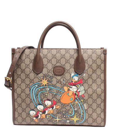 グッチ 2WAYトートバッグ ゴールド金具 ドナルドダック ヒューイ デューイ ルーイ Disney×GUCCI GGスプリーム 648134 520981 レディース GUCCI