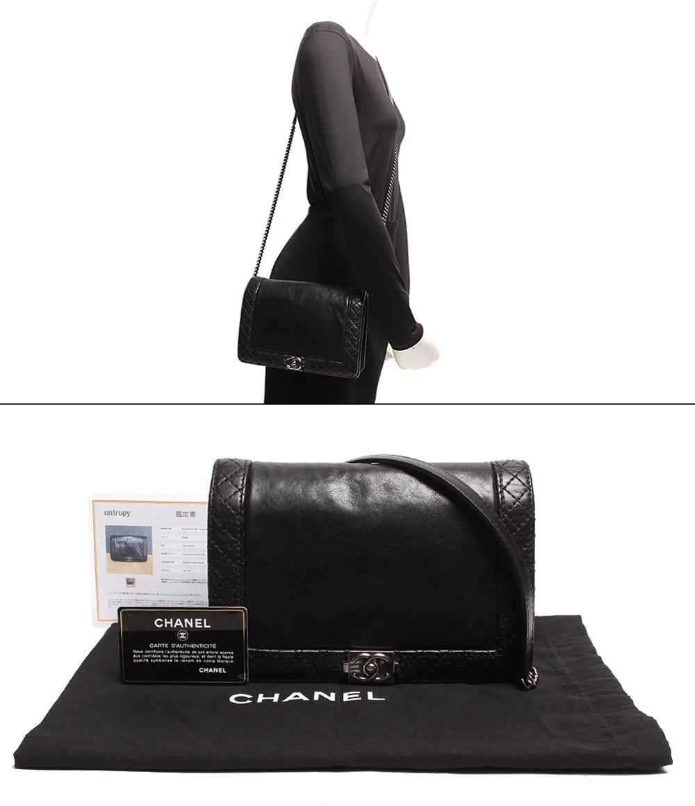 シャネル レザー ショルダーバッグ シルバー金具 ボーイシャネル レディース CHANEL