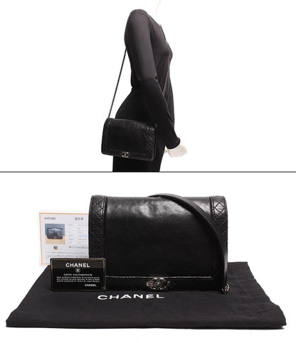 シャネル レザー ショルダーバッグ シルバー金具 ボーイシャネル レディース CHANEL