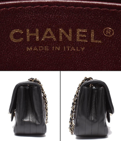 CHANEL チェーンショルダーバッグ ミニマトラッセ Vステッチ シングルフラップ シングルチェーン ゴールド金具 シェブロン レディース シャネル