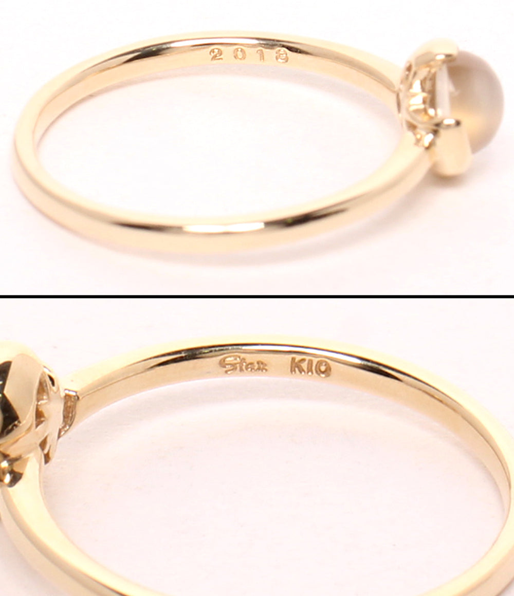 美品 STAR JEWELRY リング 指輪 K10 ムーンストーン ムーンモチーフ ホワイトトパーズ スターモチーフ 2点セット レディース SIZE 13号