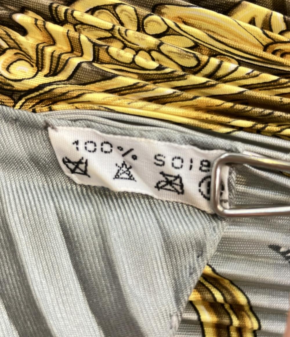 美品 エルメス プリーツスカーフ カレ90 シルク100% 鐙柄 馬具柄 ETRIERS レディース HERMES