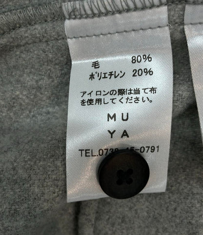 MUYA コート ウール混格子チェック 毛混グレー 羽織 アウター Livery coat mjk25-2512-47 レディース SIZE 2 (M) ムヤ