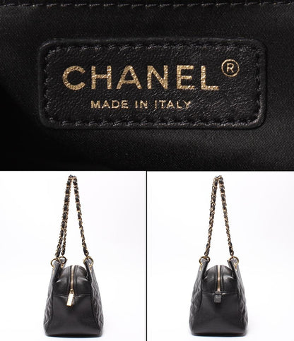 CHANEL チェーンショルダーバッグ 肩掛け ゴールド金具 マトラッセ キャビアスキン プチタイムレス PTT A18004 レディース シャネル