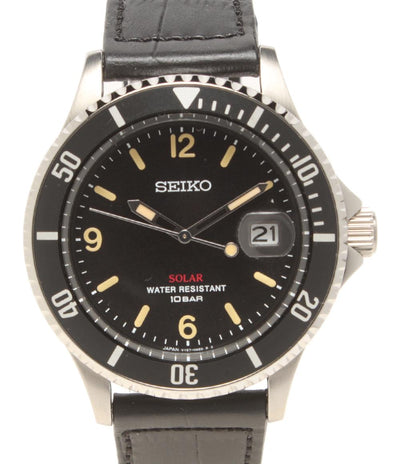 美品 SEIKO 腕時計 ソーラー ブラック V157-HAD0 メンズ セイコー