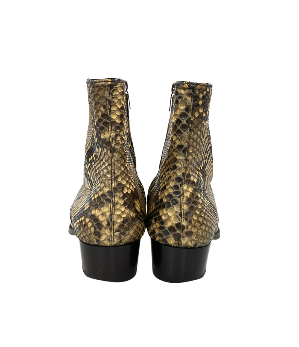 SAINT LAURENT ショートブーツ サイドジップ パイソン メンズ SIZE 43 (M) サンローラン
