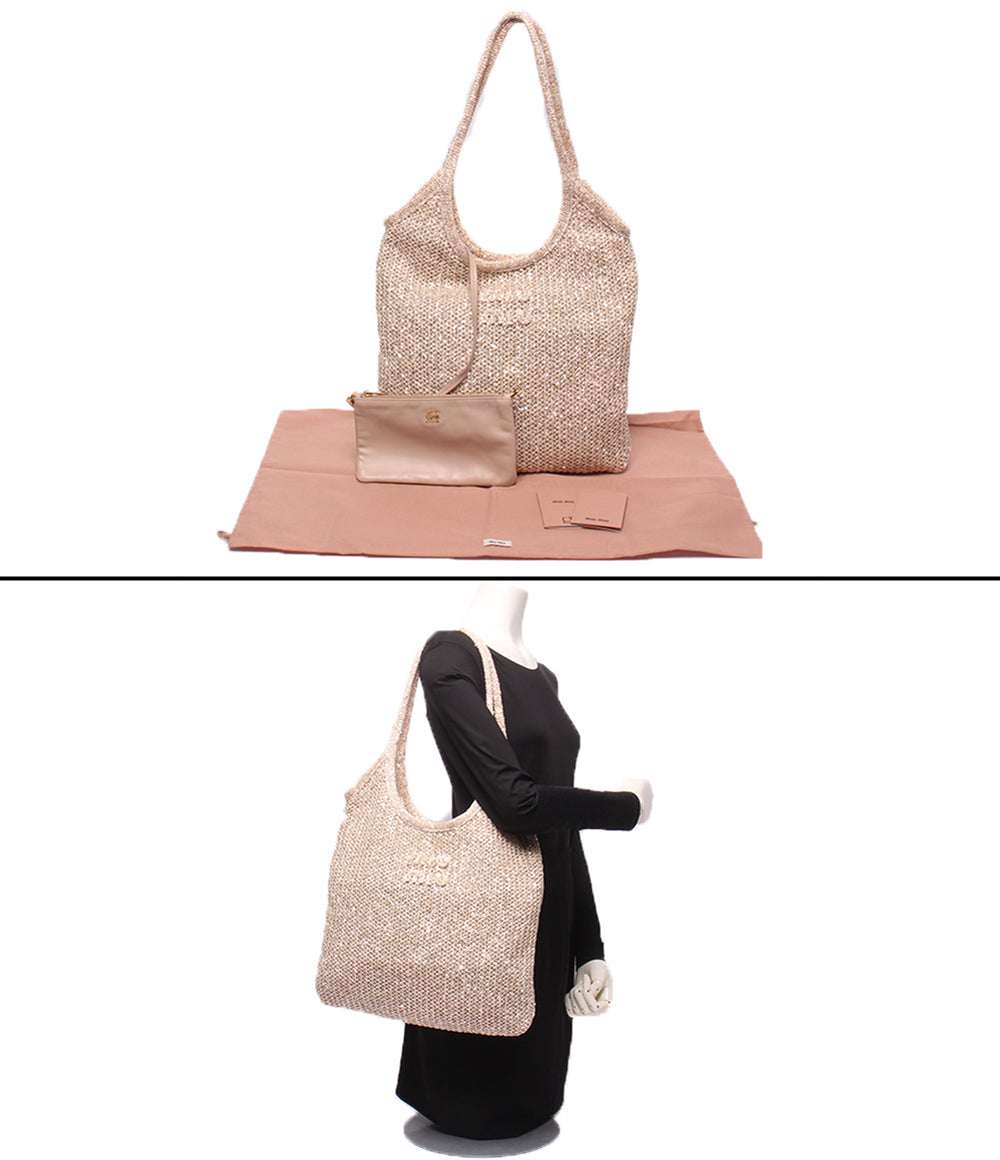 美品 Miu Miu ショルダーバッグ 肩掛け スパンコールメッシュ 5BG231 レディース ミュウ ミュウ