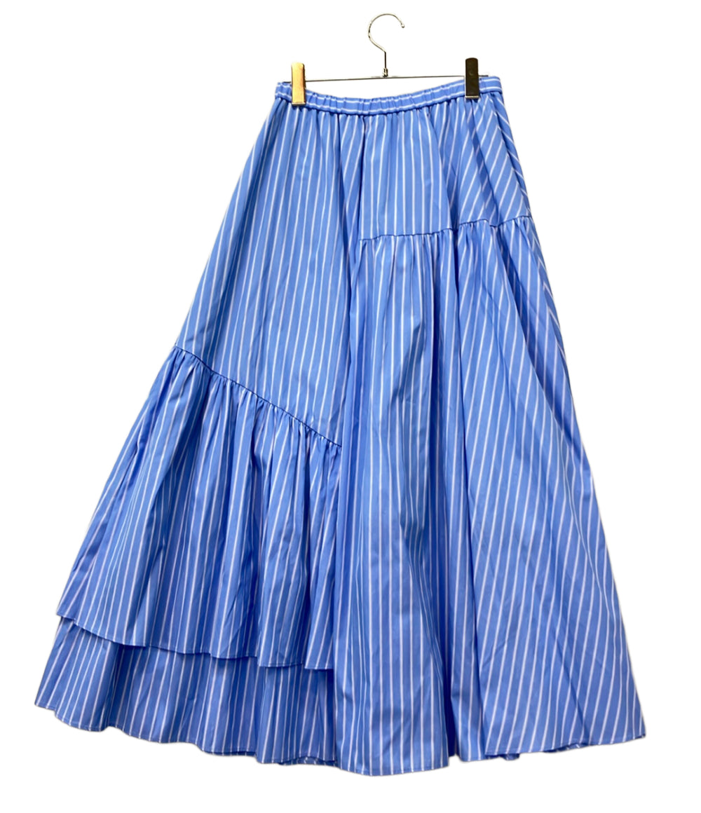 美品 GRACE CONTINENTAL フレアスカート ストライプ ギャザー25SS タグ付き 03251 21327-00 レディース SIZE 38 (M) グレースコンチネンタル