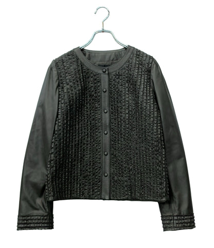 美品 DAMA collection ラムレザージャケット フリル 1114102102 レディース SIZE 13 (XL) ダーマ・コレクション